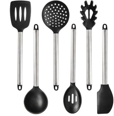 The silicone kitchen utensils and appliances set includes various cooking tools for modern kitchens.