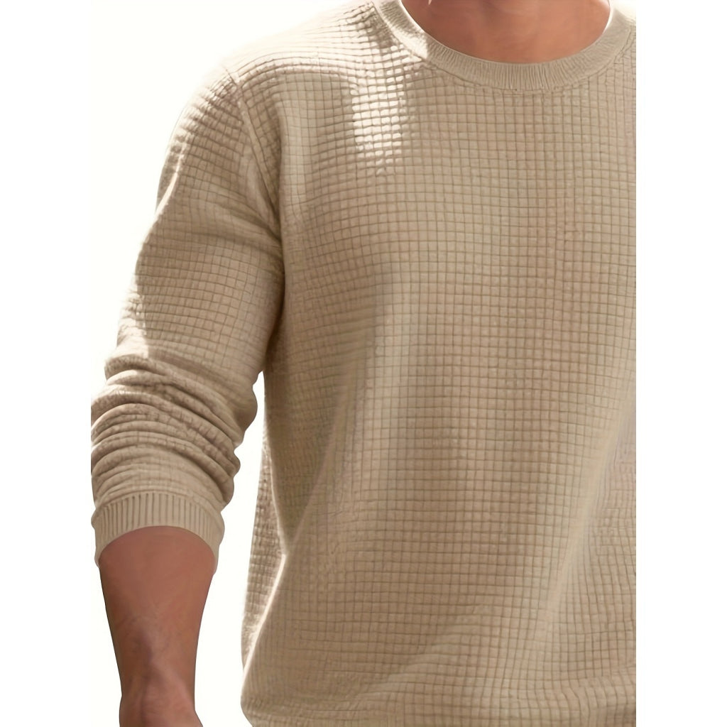 Men's Fashion Casual Tropical Printed Shirt in soft cream color with a textured pattern and long sleeves.
