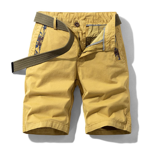 Summer Loose Straight Trousers in yellow with a relaxed fit and stylish belt detail.