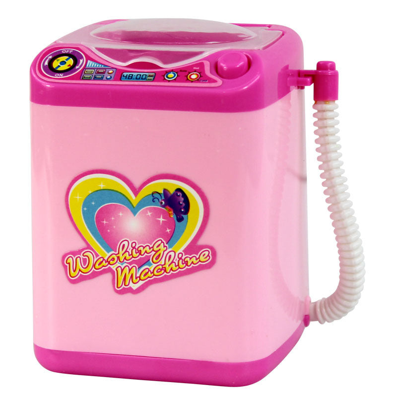 Children's Mini Girl Simulation Play House pink toy washing machine with heart design for imaginative play.
