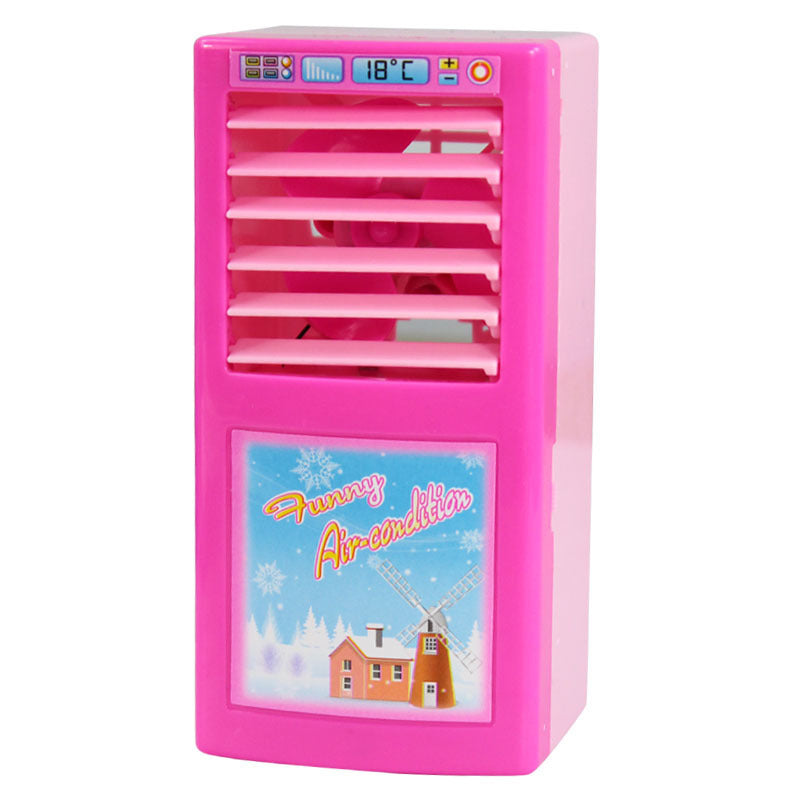 Children's Mini Girl Simulation Play House toy pink air conditioner with adjustable fan and colorful design.