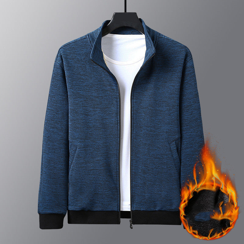 Jacket With A Stand-up Collar And A Casual Jacket in blue with a stand-up collar and zip-up front.