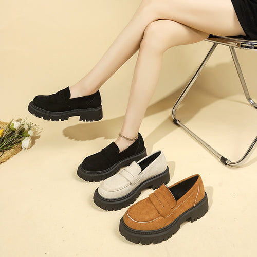 British Style Slip-on Leather Shoe Retro  Women