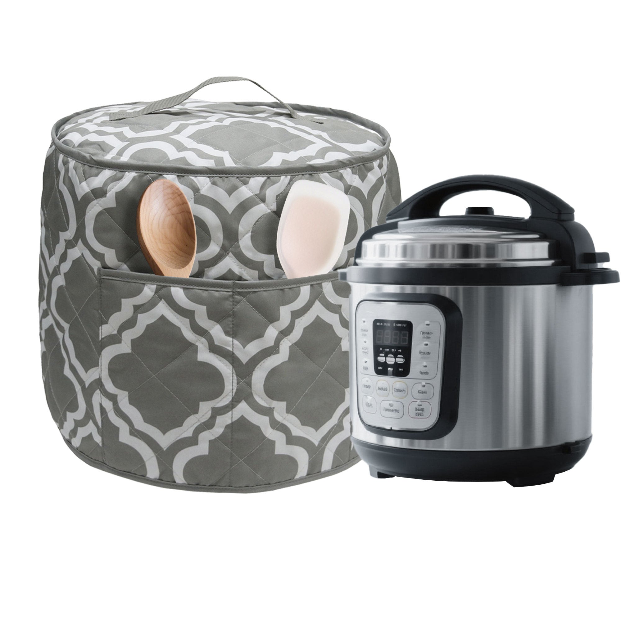 High-pressure Rice Cooker Dust Cover Kitchen and stainless steel rice cooker in a kitchen setting.
