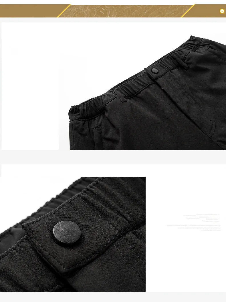 Detailed view of the waistband and button closure of Men Tactical Waterproof Long Trousers Trekking.