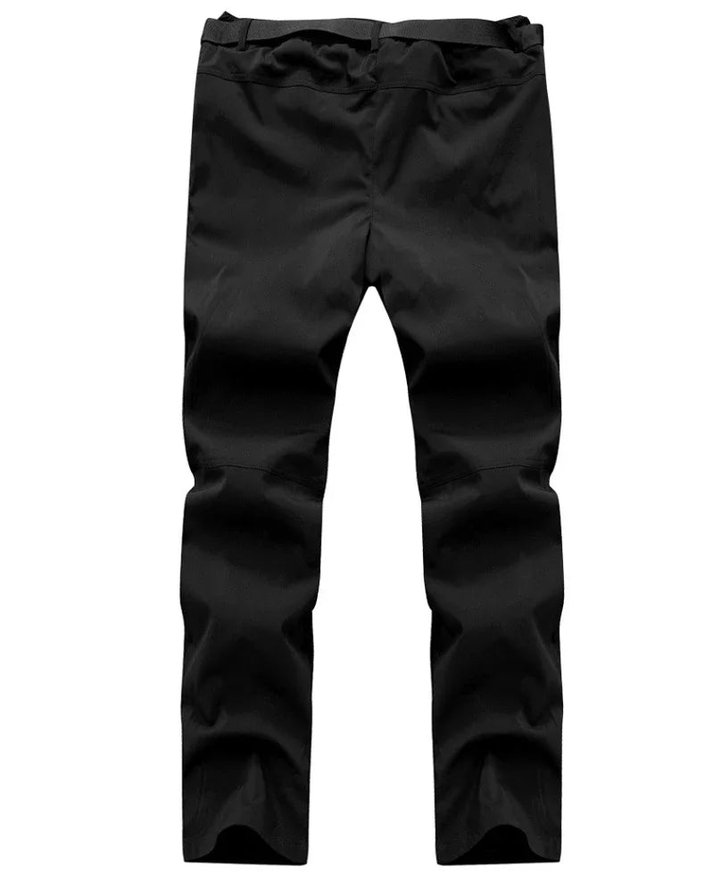 Men Winter Warm Long Pants Outdoor Polar Fleece Camping in black color, designed for cold-weather outdoor activities.