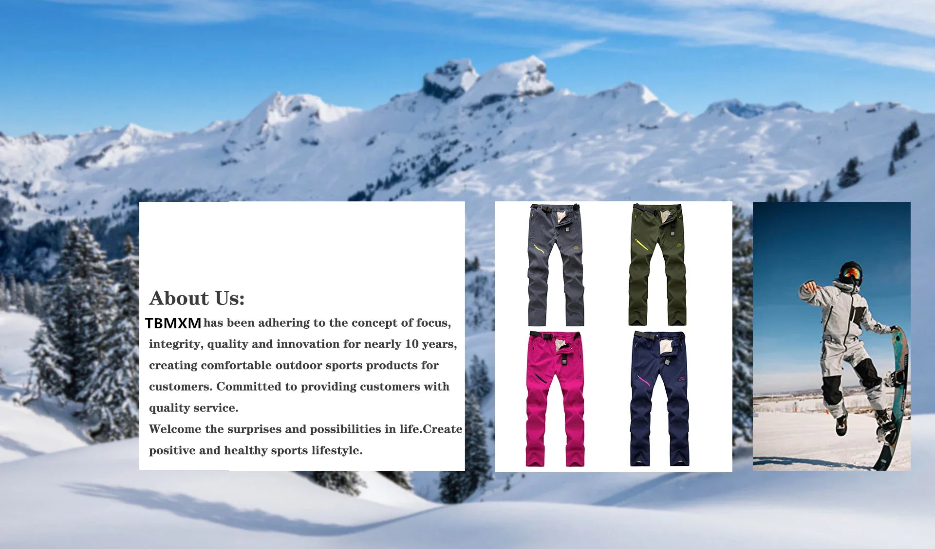 Men Winter Warm Long Pants Outdoor Polar Fleece Camping displayed in a winter outdoor setting.