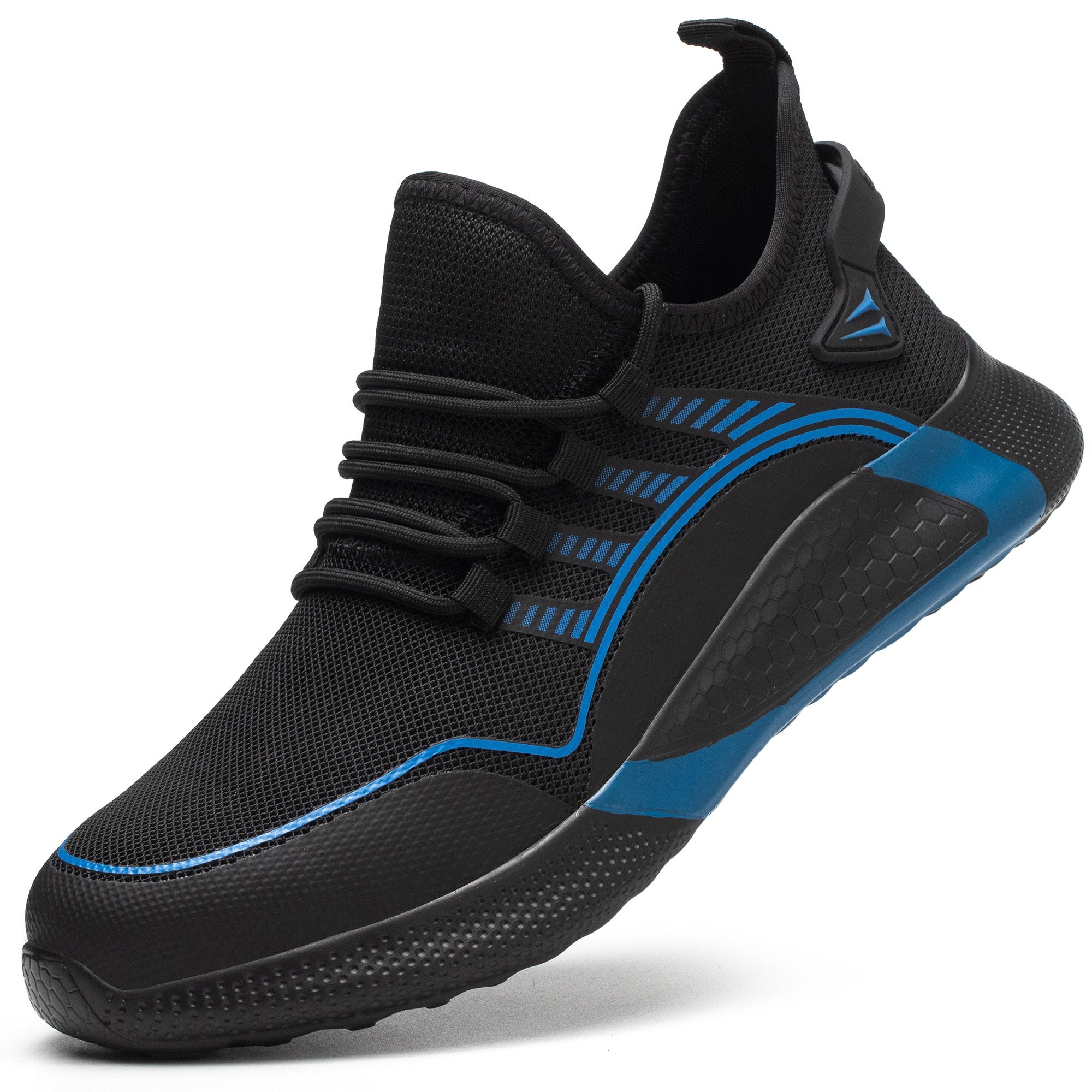 Breathable Labor Protection Shoe Man featuring breathable materials, steel toe, and slip-resistant sole for comfort and safety.