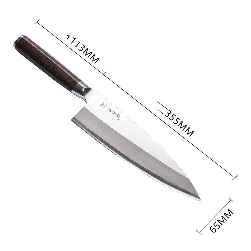 Kitchen Japanese Cooking Knife Chopping Fish Head with a sleek blade and wooden handle for precision chopping.