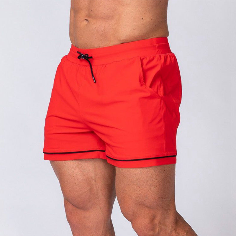 Sport Running Training Outdoor Beach Shorts in vibrant red with black trim, perfect for active individuals.
