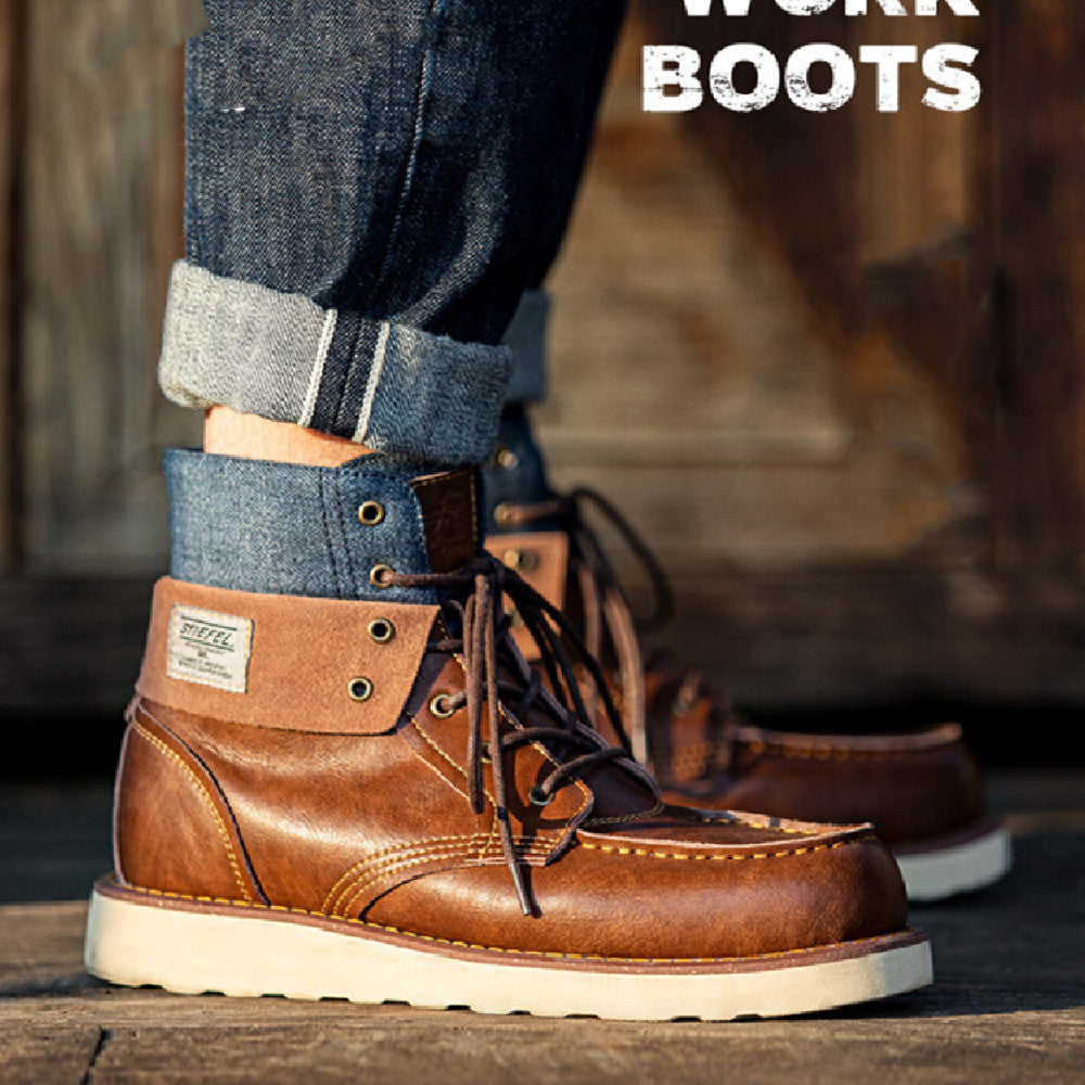 Lapel Vintage Work Boots Men's Boots Winter British Style showcasing classic design and durability.