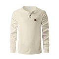 Quick-drying Raglan Henry Long Sleeve in cream color featuring a classic Henley design and button detail.