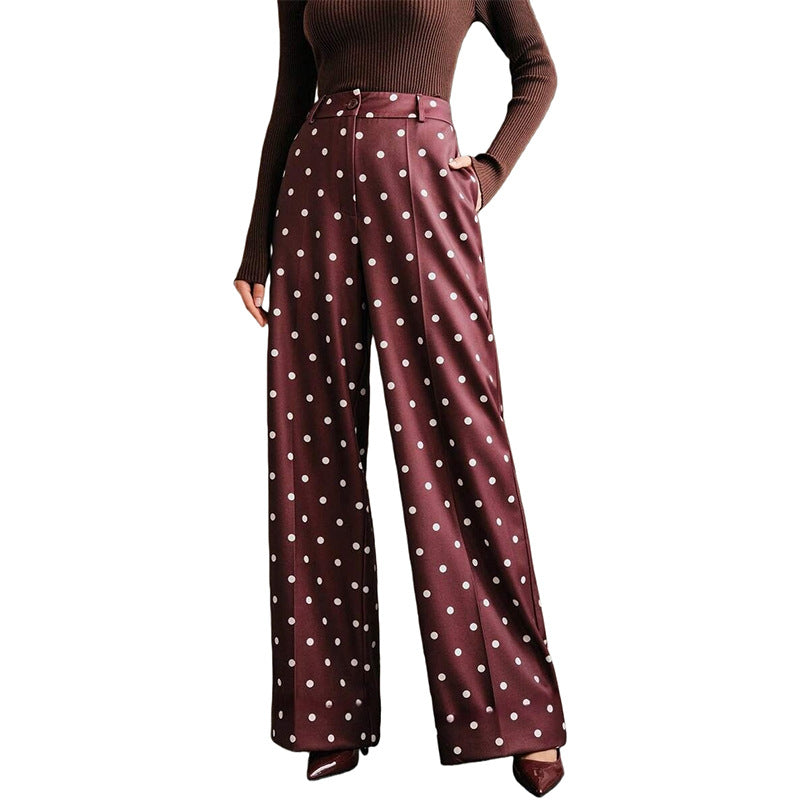 Womens Loose Wide-Leg Trousers Casual Pants Womens High-Waist Versatile Trousers