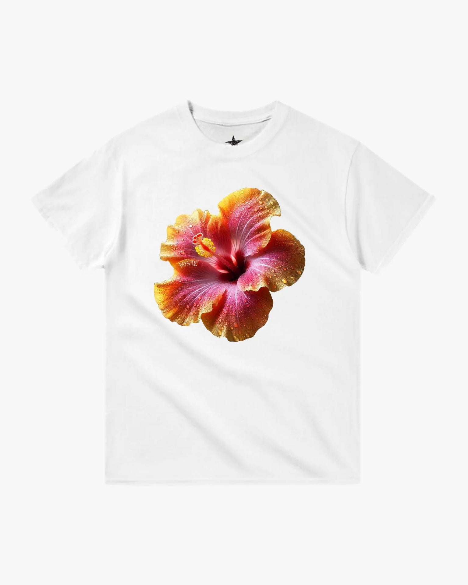 Floral Letter Print Pattern Top With Short Sleeves