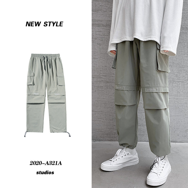 Overalls Men's Casual Plus Bulky in summer style, featuring loose-legged pants for cool comfort and streetwear flair.