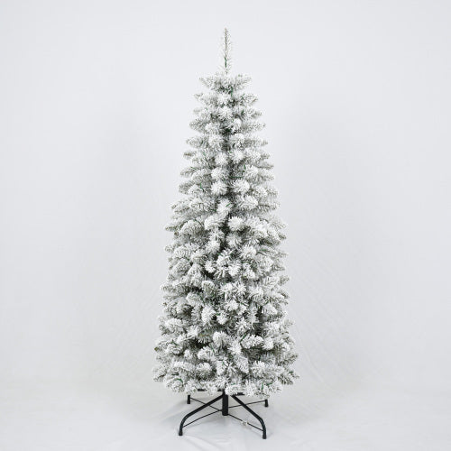 Artificial Christmas Tree Set With Lights featuring a beautifully frosted design and sturdy base.