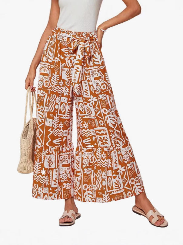 Spring Summer Bohemian Wide-Leg Pants