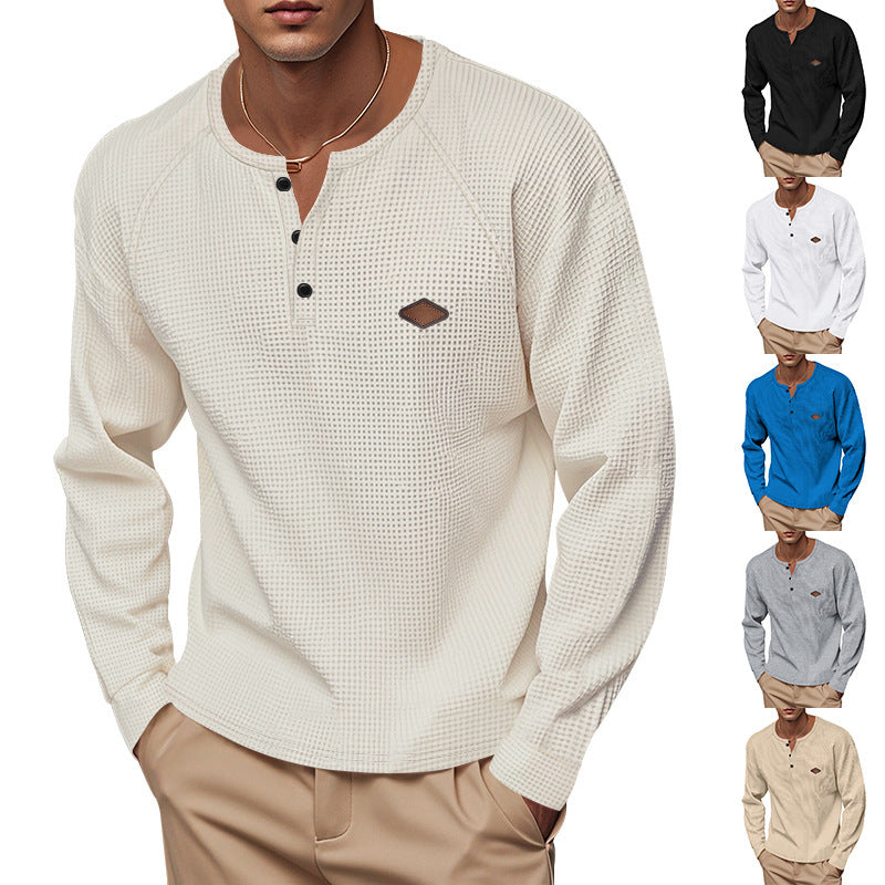 Quick-drying Raglan Henry Long Sleeve in various colors, showcasing a stylish and breathable design for active men.