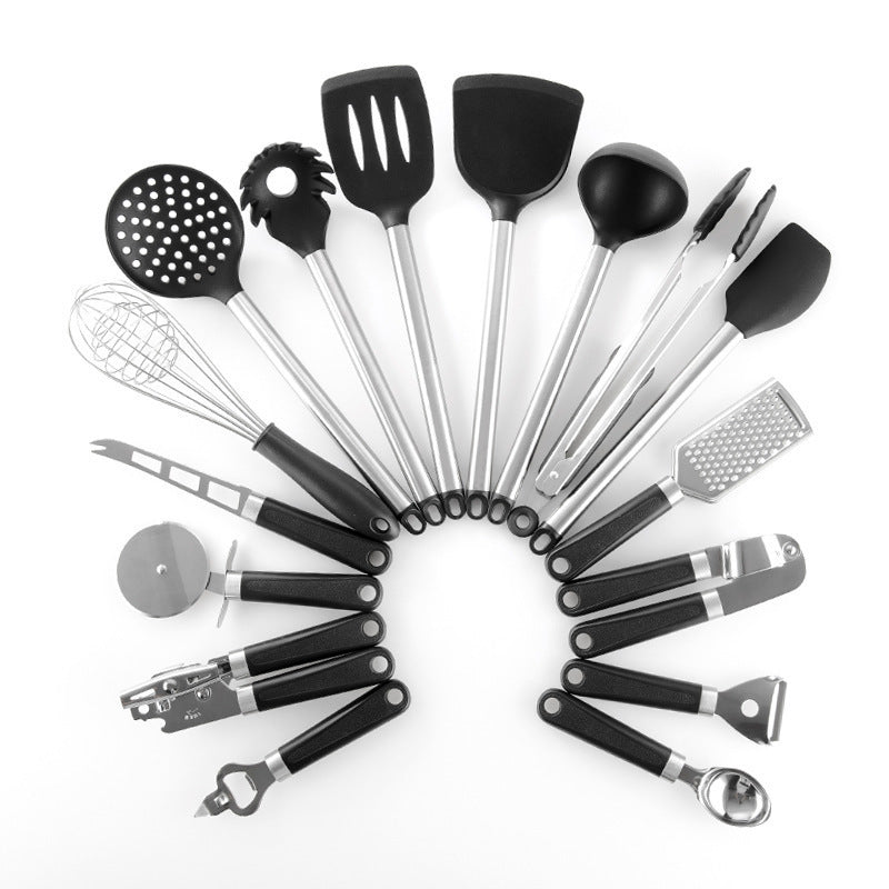 Kitchen Gadgets Cooking Silicone Spatula Spoon Set featuring various kitchen tools in a stylish arrangement.