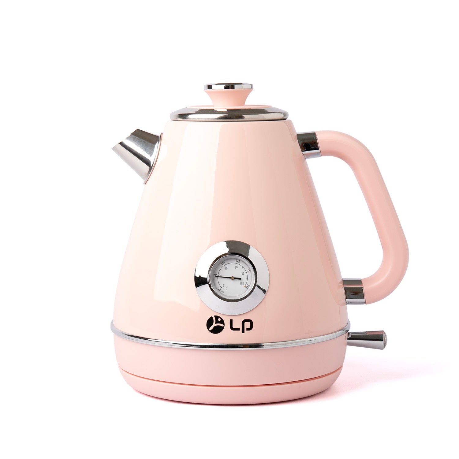 Household Small Appliances Electric Kettle in stylish pink design with stainless steel accents.
