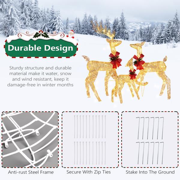 Golden Elk Family Courtyard Elk Decoration highlighting durable design and construction features for outdoor use.