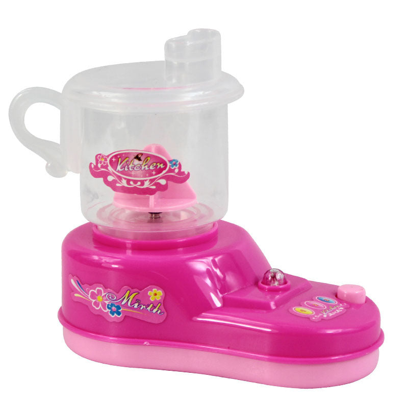Children's Mini Girl Simulation Play House toy kitchen blender in pink with clear container and colorful buttons.