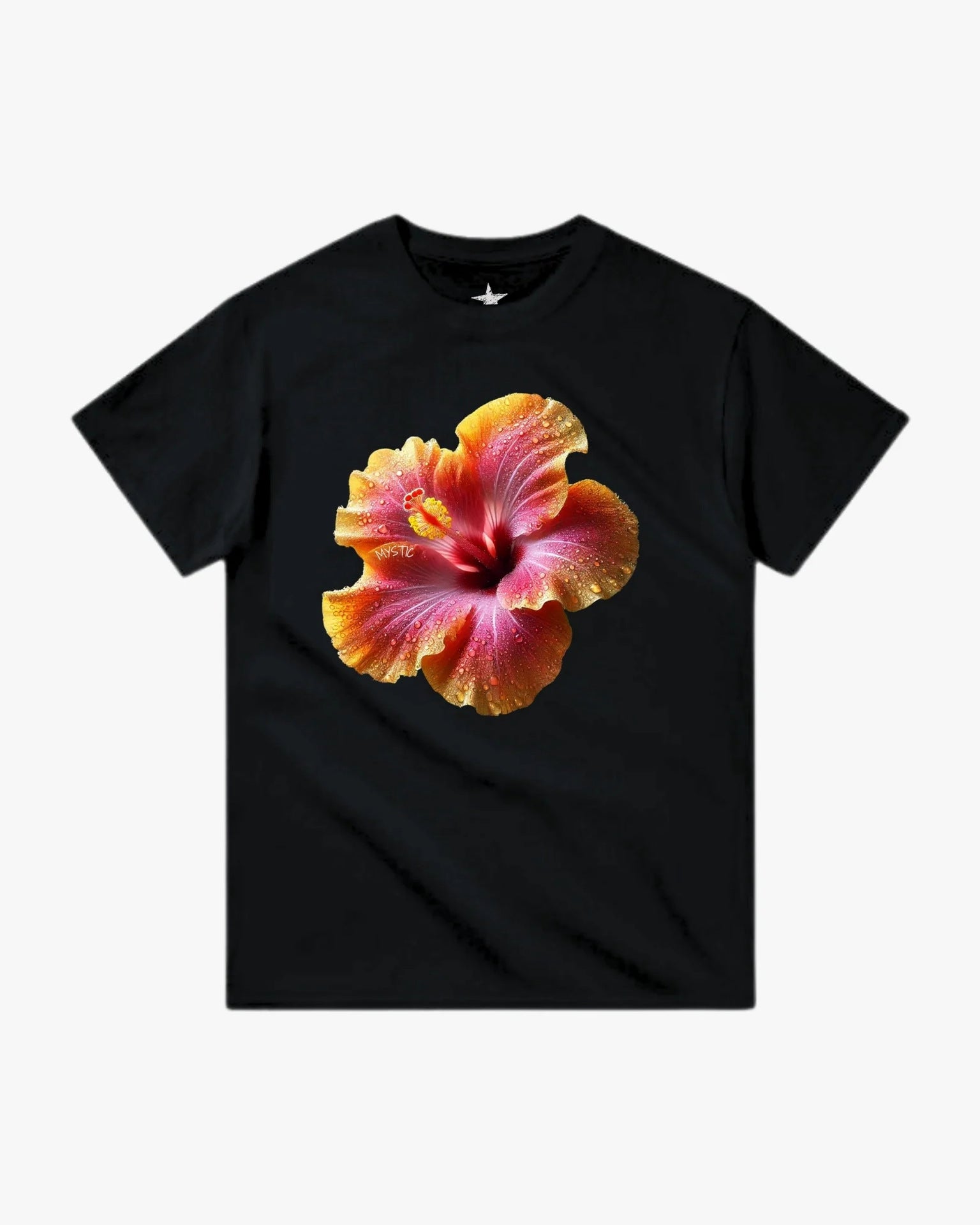 Floral Letter Print Pattern Top With Short Sleeves
