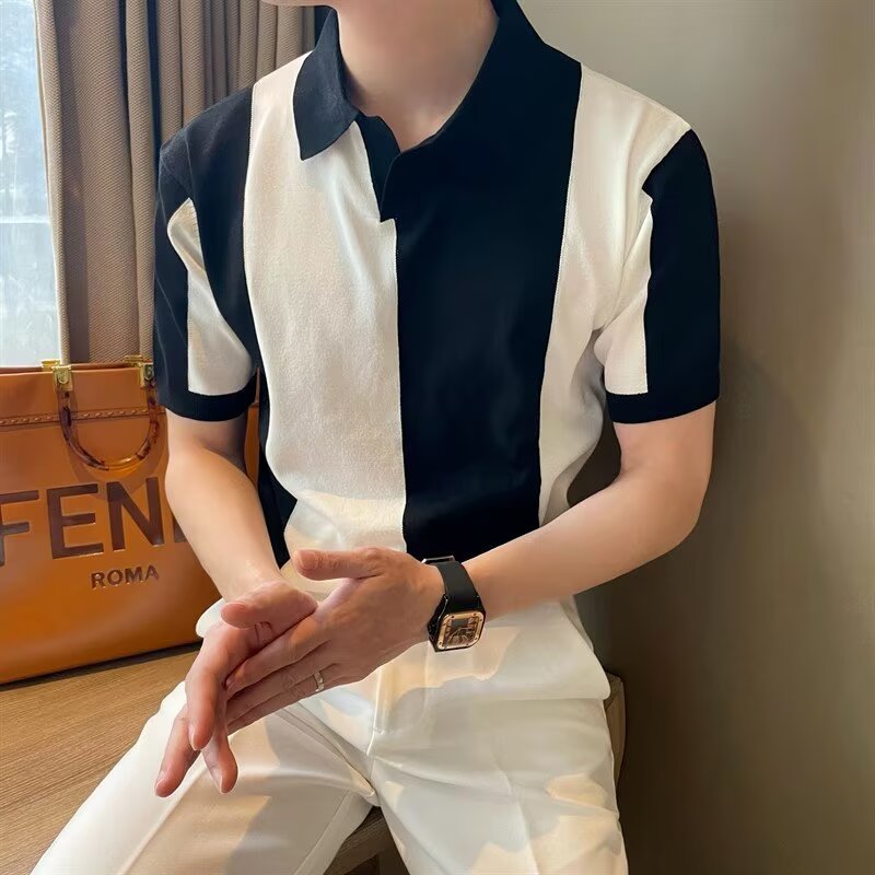 Men's Fashion Striped Contrast-Color Top