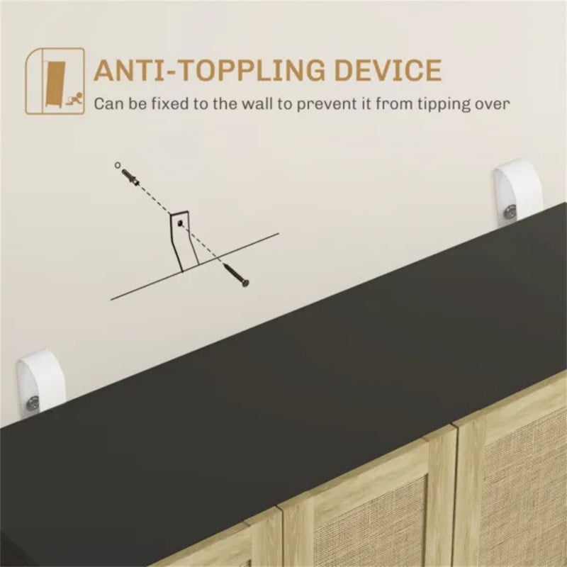 Modern Kitchen Storage Cabinet anti-toppling device for safety and stability during use.