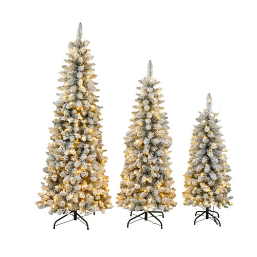 Beautiful Artificial Christmas Tree Set With Lights in three sizes, pre-lit for a festive holiday atmosphere.