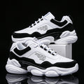 Men's Casual Sneakers Youth Trend Thick Sole stylish black and white footwear with thick sole and modern design
